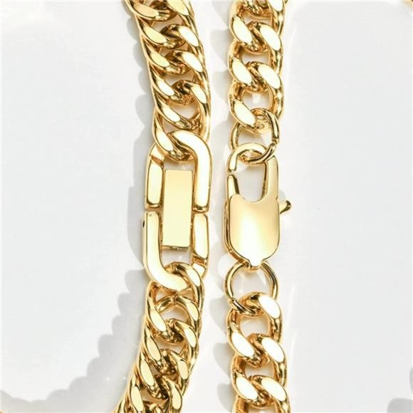 2Pcs Cuban Link Chain Bracelet Sturdy Stainless Steel Curb Width Cuban Link - Picture 3 of 6